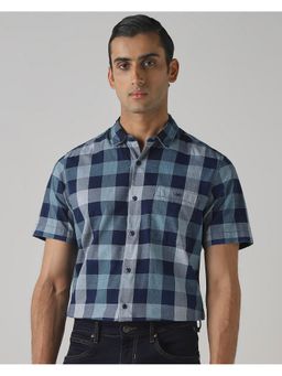 Mufti - Deep Navy Blue Checks Shirt