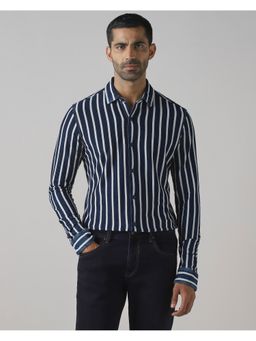 Mufti - Deep Midnight Navy Blue Stripes Shirt