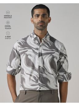 Mufti - Smoky Graphite Grey Abstract Shirt