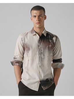 Mufti - Rich Eggshell White Abstract Shirt