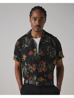 Mufti - Deep Onyx Black Floral Shirt