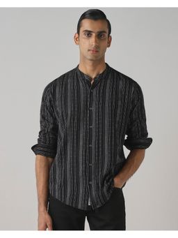 Mufti - Dark Charcoal Black Stripes Shirt
