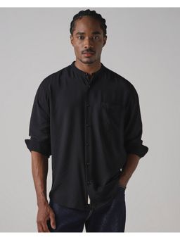 Mufti - Deep Onyx Black Solid Shirt