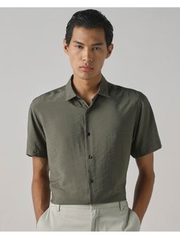 Mufti - Dark Olive Green Solid Shirt