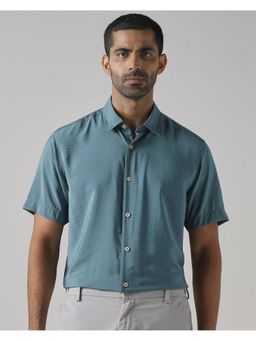 Mufti - Muted Teal Blue Solid Shirt