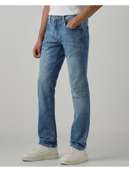 Mufti - Washed Mid Blue Solid Jeans