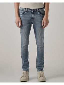Mufti - Faded Indigo Blue Solid Jeans