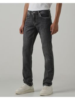 Mufti - Washed Charcoal Black Solid Jeans
