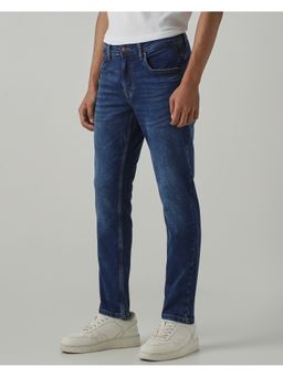 Mufti - Dark Indigo Blue Textured Jeans