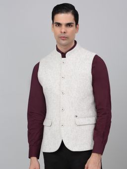 Cantabil - Men Cream Breathable and Soft with Colour Fastness Regular Fit Waist Coat