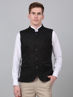 Cantabil - Men Black Breathable and Soft with Colour Fastness Regular Fit Waist Coat