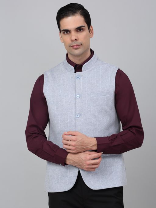 Cantabil Men Blue Breathable and Soft with Colour Fastness Regular Fit Waist Coat