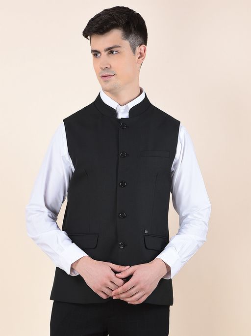 Cantabil Men Black Premium Regular Fit Waist Coat