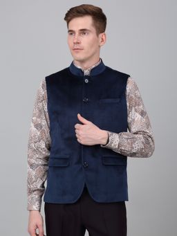 Cantabil - Men Navy Blue Regular Fit Waist Coat