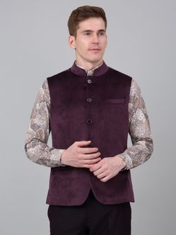 Cantabil - Men Wine Breathable and Soft with Colour Fastness Regular Fit Waist Coat
