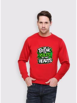 Obaan - Men's Red Full Sleeves Crew Neck Graphic Printed Sweatshirt