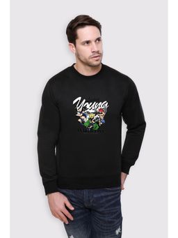 Obaan - Men's Black Full Sleeves Crew Neck Graphic Printed Sweatshirt