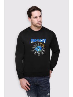 Obaan - Men's Black Full Sleeves Crew Neck Graphic Printed Sweatshirt