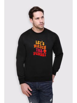 Obaan - Men's Black Full Sleeves Crew Neck Graphic Printed Sweatshirt