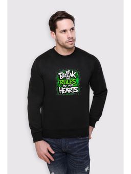 Obaan - Men's Black Full Sleeves Crew Neck Graphic Printed Sweatshirt