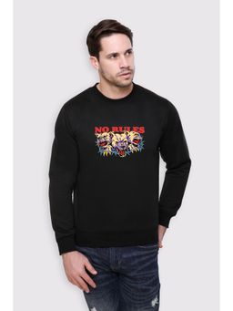 Obaan - Men's Black Full Sleeves Crew Neck Graphic Printed Sweatshirt