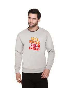 Obaan - Men's Grey Full Sleeves Crew Neck Graphic Printed Sweatshirt