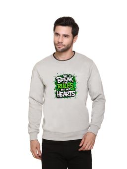Obaan - Men's Grey Full Sleeves Crew Neck Graphic Printed Sweatshirt