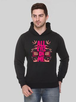 Obaan - Men's Black Full Sleeves Hooded Neck Graphic Printed Hoodie