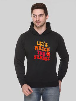 Obaan - Men's Black Full Sleeves Hooded Neck Graphic Printed Hoodie