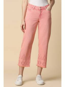 Allen Solly - Women Pink Regular Fit Dark Wash Jeans