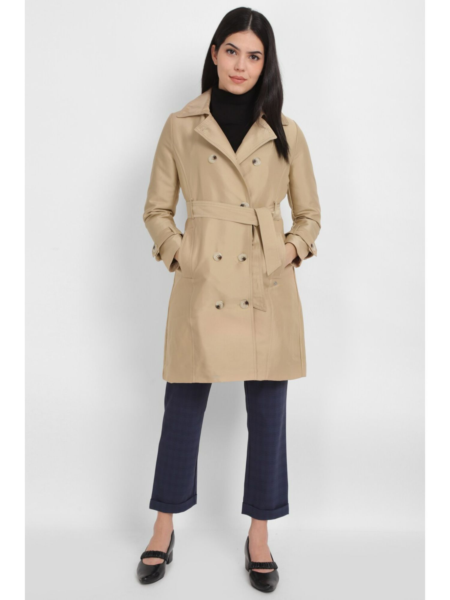 allen solly Women Beige Solid Casual Coat (Set of 2)-picture-25