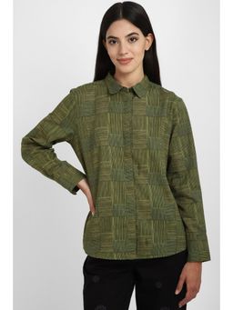 Allen Solly - Women Green Check Long Sleeves Shirt