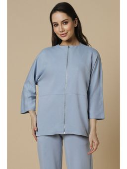 Allen Solly - Women Blue Solid High Neck Jacket