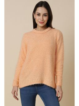 Allen Solly - Women Peach Textured Round Neck Casual Sweater