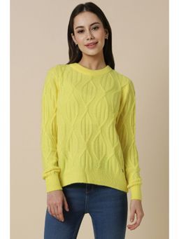 Allen Solly - Women Yellow Textured Round Neck Casual Sweater