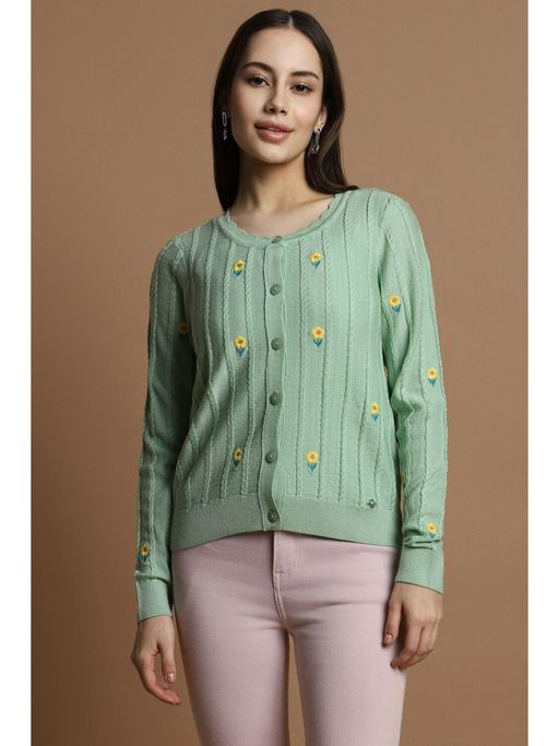 Elegant Round-Neck Embroidered Sweater main image 1