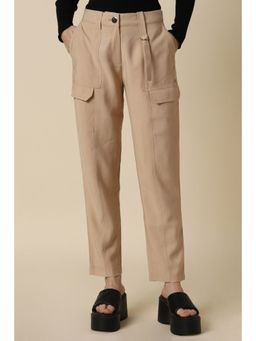 Allen Solly - Women Beige Regular Fit Solid Casual Trousers