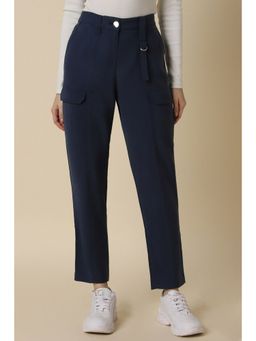 Allen Solly - Women Navy Regular Fit Solid Casual Trousers