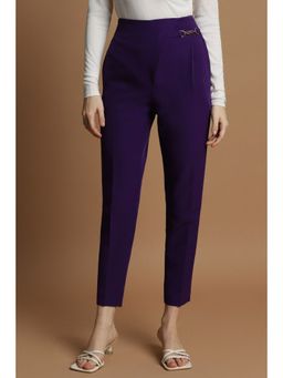 Allen Solly - Women Purple Slim Fit Solid Casual Trousers