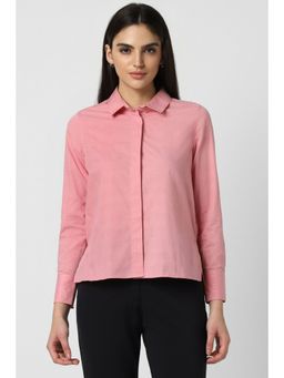 Van Heusen - Women Pink Solid Long Sleeves Shirt