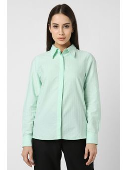 Van Heusen - Women Green Stripe Long Sleeves Shirt