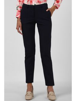Van Heusen - Women Navy Solid Formal Regular Fit Trousers