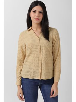 Van Heusen - Women Beige Textured Long Sleeves Shirt