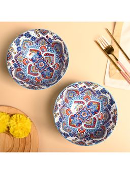 Voncasa - Ceramic Light Blue Color Serving Bowl (Set Of 4) 650Ml