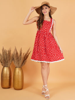 COTLAND FASHION - Polka Dot Cotton Fit And Flare Dress