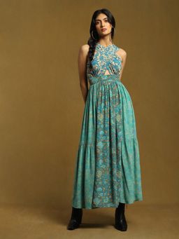 Ritu Kumar - Aqua Printed Maxi Dress