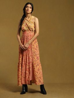 Ritu Kumar - Peach Printed Maxi Dress