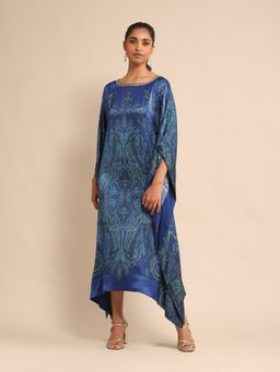 Ritu Kumar - Royal Blue Hand Embroidered Mandana Kaftan Dress