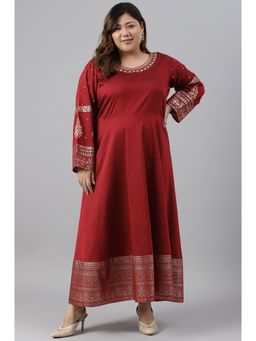 W - Red Solid Dress