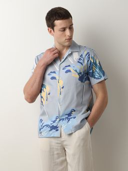 Selected - Blue Floral Short Sleeves Shirt